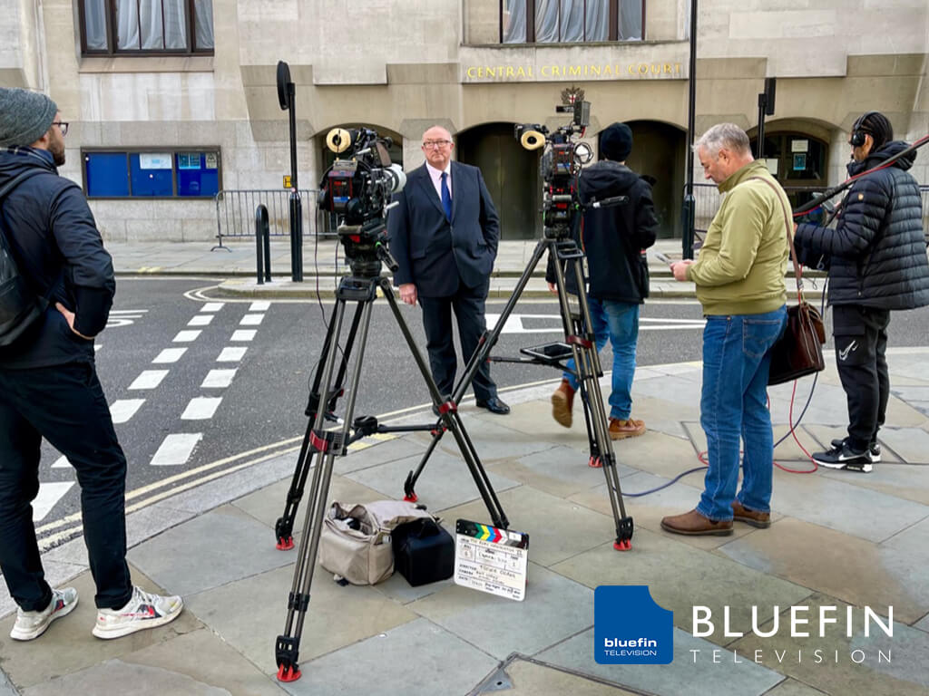 Filming with Colin Sutton at The Old Bailey, London. Filming for 'The Real Manhunter' Series II - Revelation Films & Sky Crime
